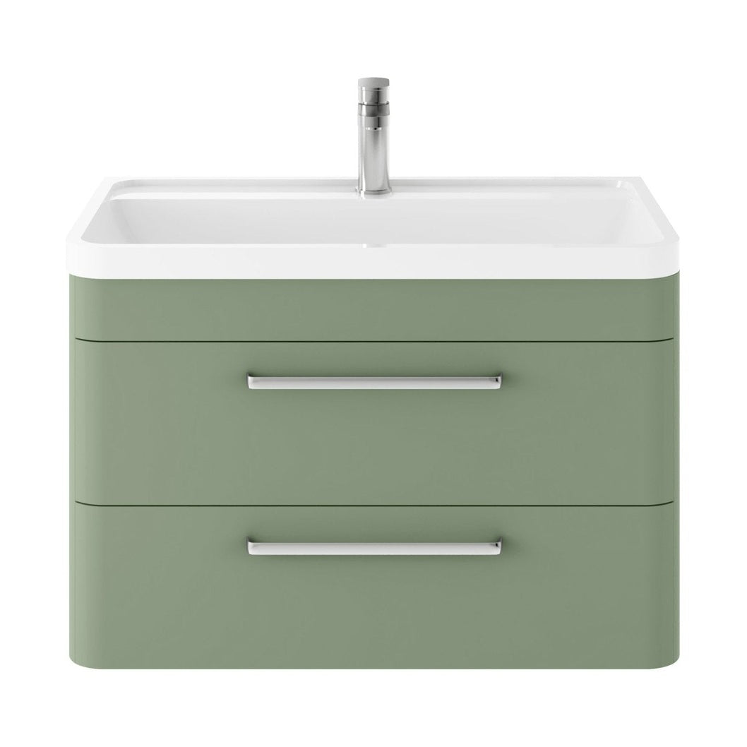 Hudson Reed Solar Wall Hung 800mm Cabinet & Polymarble Basin Contemp Fern Green MDF Vinyl Smooth Matt 540x800x445mm - SOL804 - JJ Building Materials