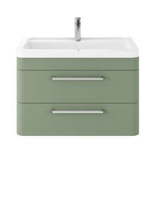 Hudson Reed Solar Wall Hung 800mm Cabinet & Polymarble Basin Contemp Fern Green MDF Vinyl Smooth Matt 540x800x445mm - SOL804A - JJ Building Materials