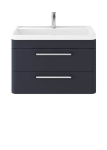 Hudson Reed Solar Wall Hung 800mm Cabinet & Polymarble Basin Contemp Indigo Blue MDF Vinyl Smooth Matt 540x800x450mm - JJ Building Materials