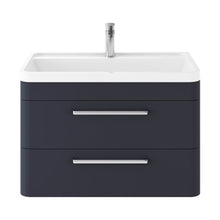 Hudson Reed Solar Wall Hung 800mm Cabinet & Polymarble Basin Contemp Indigo Blue MDF Vinyl Smooth Matt 540x800x450mm - JJ Building Materials