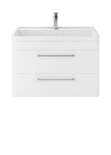 Hudson Reed Solar Wall Hung 800mm Cabinet & Polymarble Basin Contemp Pure White MDF Vinyl Smooth Matt 540x800x450mm - JJ Building Materials