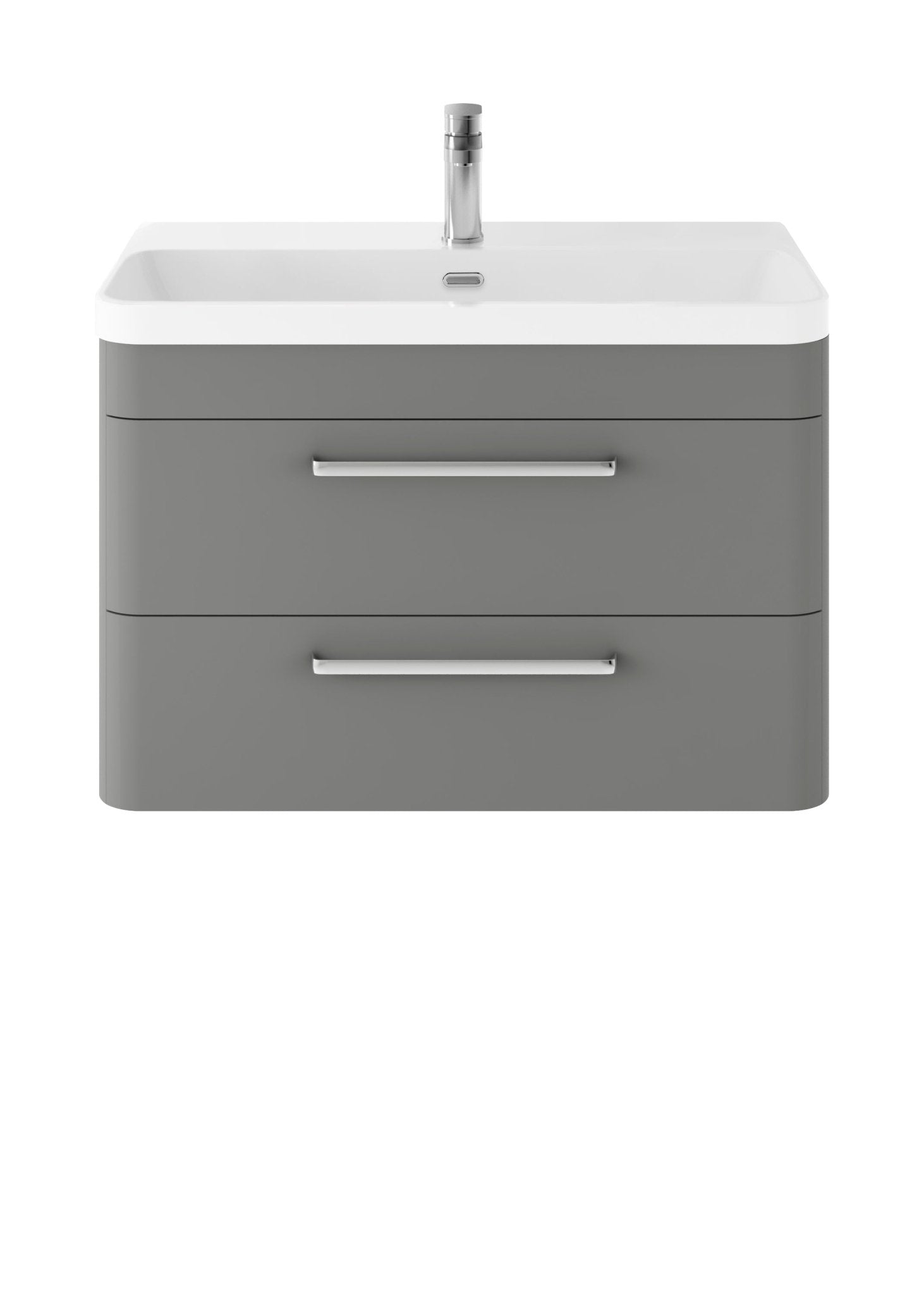 Hudson Reed Solar Wall Hung 800mm Cabinet & Thin Edge Ceramic Basin Contemp Cool Grey MDF Vinyl Smooth Matt 562x810x460mm - JJ Building Materials
