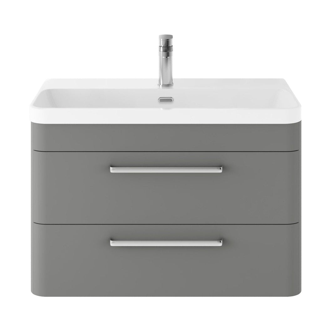 Hudson Reed Solar Wall Hung 800mm Cabinet & Thin Edge Ceramic Basin Contemp Cool Grey MDF Vinyl Smooth Matt 562x810x460mm - JJ Building Materials