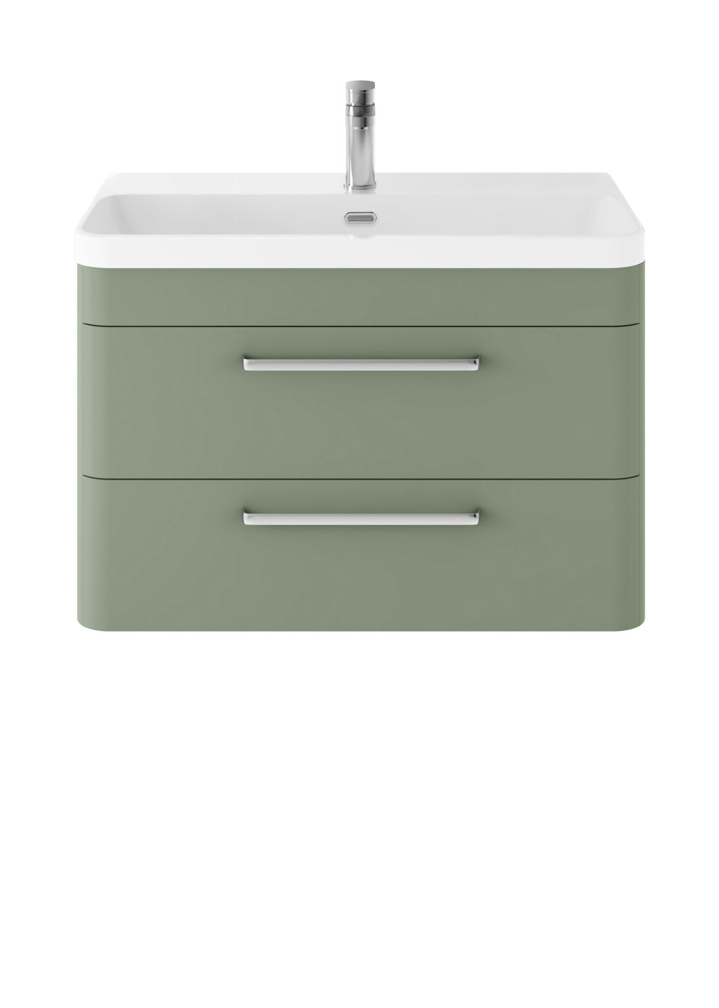Hudson Reed Solar Wall Hung 800mm Cabinet & Thin Edge Ceramic Basin Contemp Fern Green MDF Vinyl Smooth Matt 562x810x460mm - JJ Building Materials