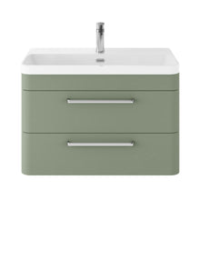 Hudson Reed Solar Wall Hung 800mm Cabinet & Thin Edge Ceramic Basin Contemp Fern Green MDF Vinyl Smooth Matt 562x810x460mm - JJ Building Materials