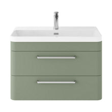 Hudson Reed Solar Wall Hung 800mm Cabinet & Thin Edge Ceramic Basin Contemp Fern Green MDF Vinyl Smooth Matt 562x810x460mm - JJ Building Materials
