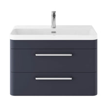 Hudson Reed Solar Wall Hung 800mm Cabinet & Thin Edge Ceramic Basin Contemp Indigo Blue MDF Vinyl Smooth Matt 562x810x460mm - JJ Building Materials