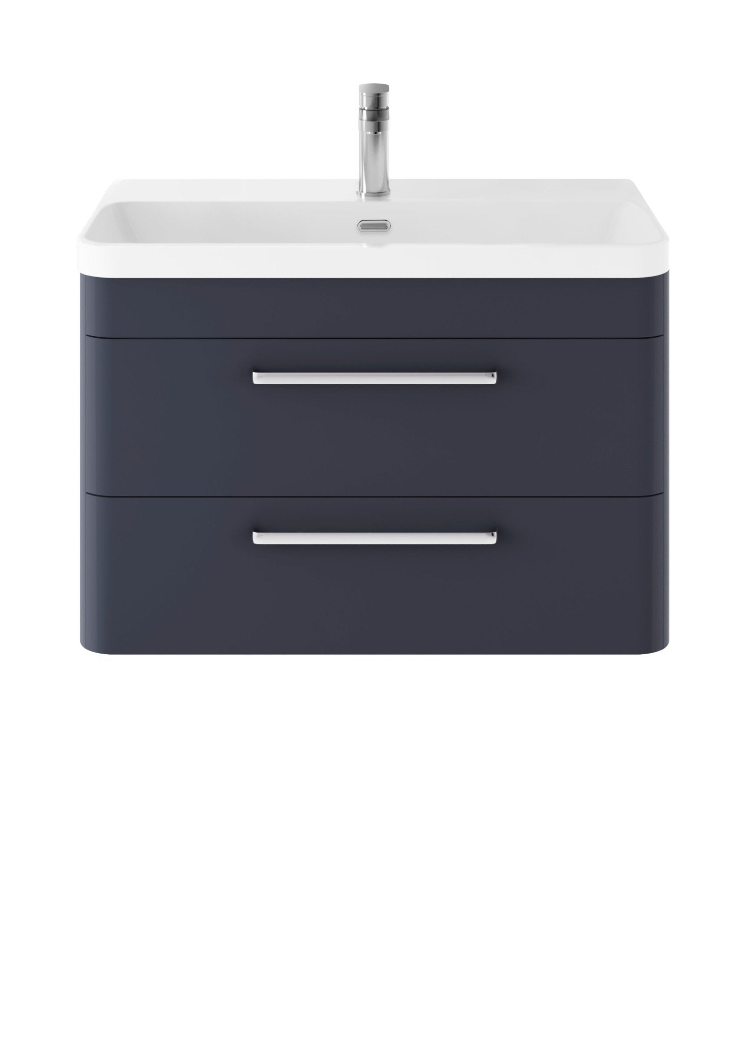 Hudson Reed Solar Wall Hung 800mm Cabinet & Thin Edge Ceramic Basin Contemp Indigo Blue MDF Vinyl Smooth Matt 562x810x460mm - JJ Building Materials