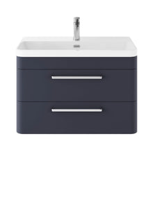 Hudson Reed Solar Wall Hung 800mm Cabinet & Thin Edge Ceramic Basin Contemp Indigo Blue MDF Vinyl Smooth Matt 562x810x460mm - JJ Building Materials