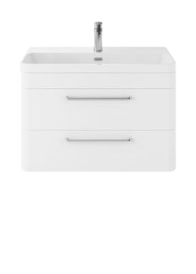 Hudson Reed Solar Wall Hung 800mm Cabinet & Thin Edge Ceramic Basin Contemp Pure White MDF Vinyl Smooth Matt 562x810x460mm - JJ Building Materials