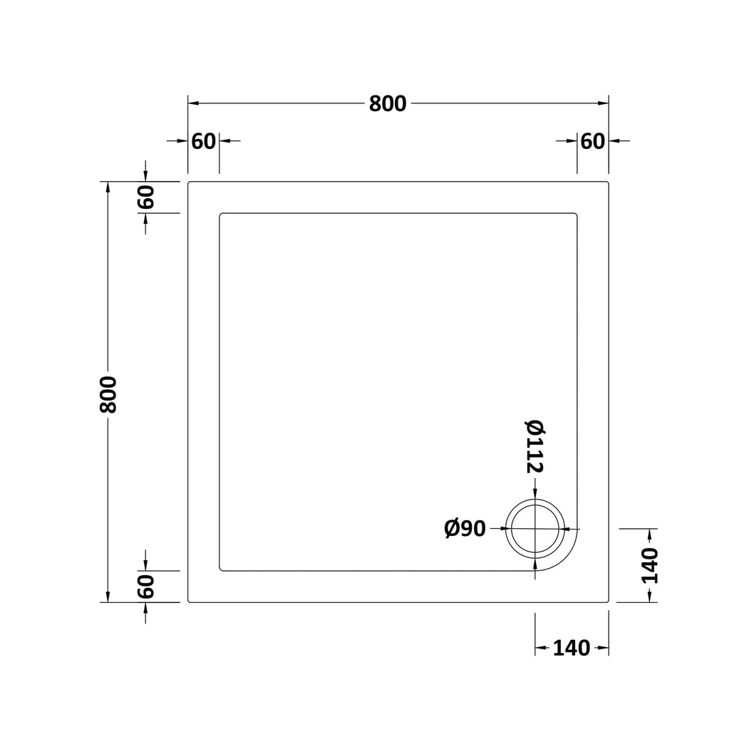 Hudson Reed Square Trays Slip Resistant Square Shower Tray 800 X 800mm Contemp European White Acrylic Capped Abs Caco3 And Pu - JJ Building Materials