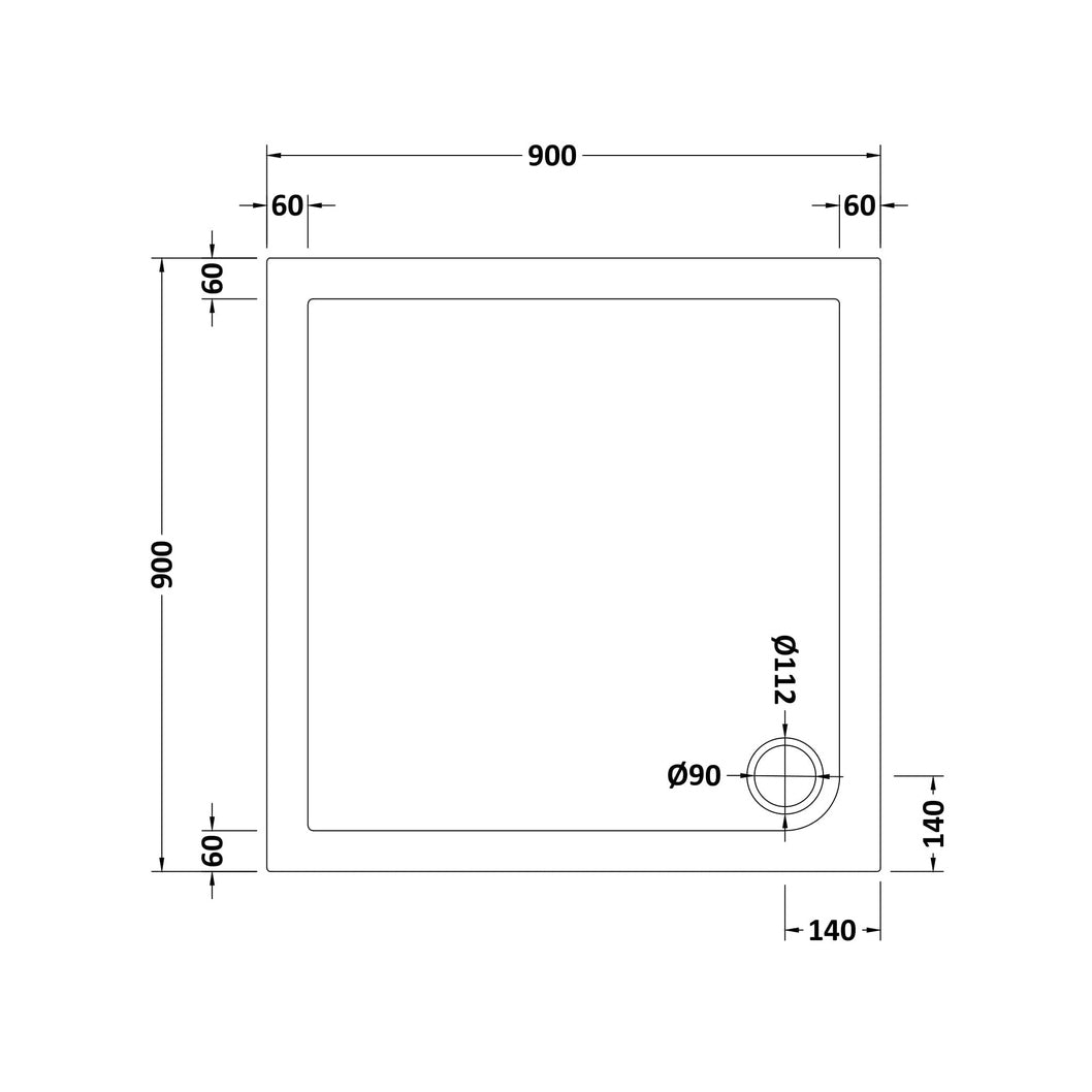 Hudson Reed Square Trays Slip Resistant Square Shower Tray 900 X 900mm Contemp European White Acrylic Capped Abs Caco3 And Pu - JJ Building Materials