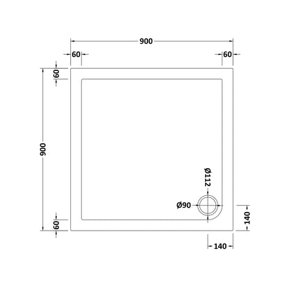 Hudson Reed Square Trays Slip Resistant Square Shower Tray 900 X 900mm Contemp European White Acrylic Capped Abs Caco3 And Pu - JJ Building Materials