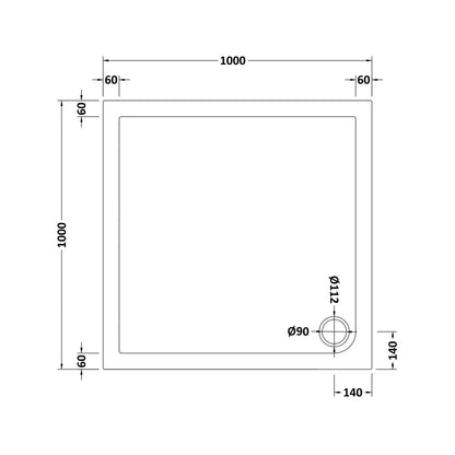 Hudson Reed Square Trays Square Shower Tray 1000 X 1000mm Contemp Grey Slate Acrylic Capped Abs Caco3 And Pu - JJ Building Materials
