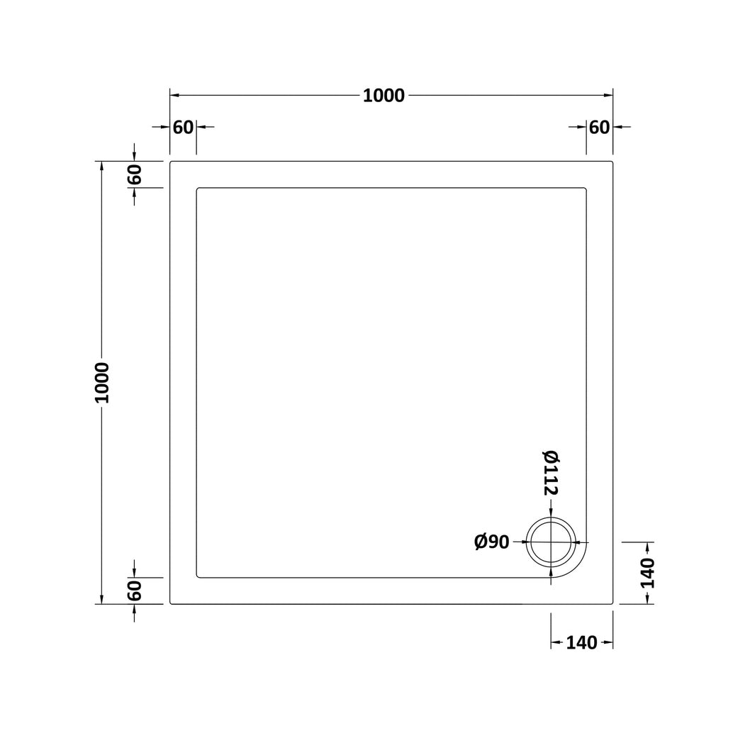 Hudson Reed Square Trays Square Shower Tray 1000 X 1000mm Contemp White Acrylic Capped Abs Caco3 And Pu - JJ Building Materials