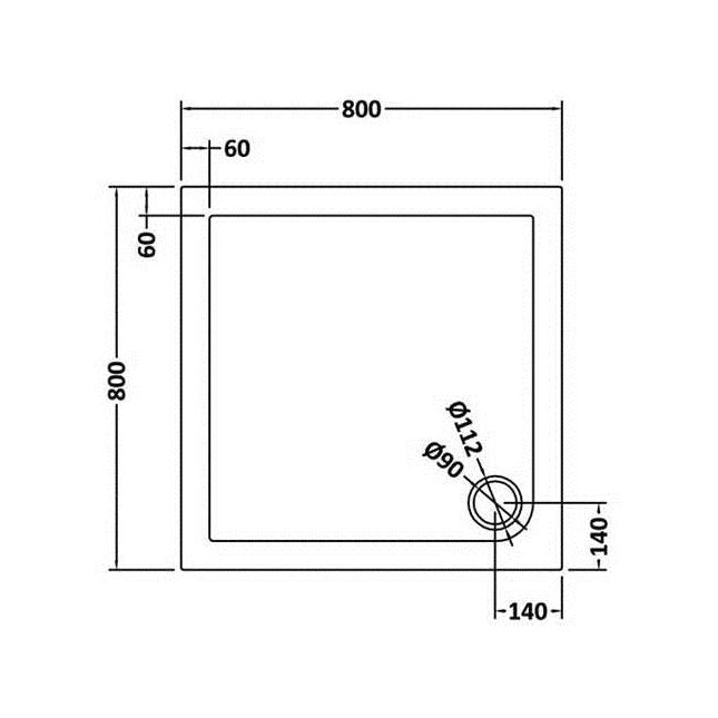 Hudson Reed Square Trays Square Shower Tray 800 X 800mm Contemp Grey Slate Acrylic Capped Abs Caco3 And Pu - JJ Building Materials