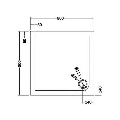 Hudson Reed Square Trays Square Shower Tray 800 X 800mm Contemp Grey Slate Acrylic Capped Abs Caco3 And Pu - JJ Building Materials