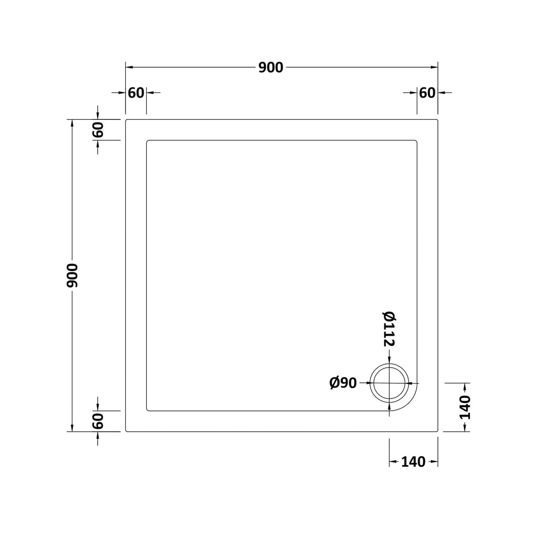 Hudson Reed Square Trays Square Shower Tray 900 X 900mm Contemp White Acrylic Capped Abs Caco3 And Pu - JJ Building Materials