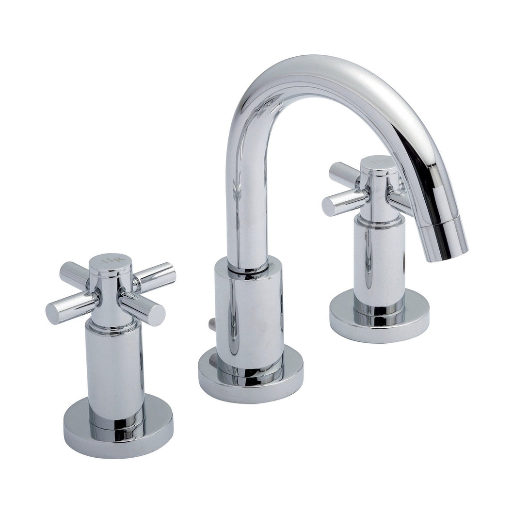 Hudson Reed Tec Crosshead 3 Tap Hole Basin Mixer Contemp Chrome Brass 190x130x175mm - JJ Building Materials