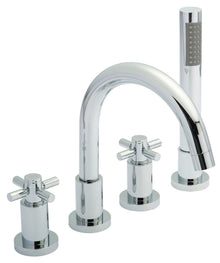 Hudson Reed Tec Crosshead 4 Tap Hole Bath Mixer Contemp Chrome Brass 236x345x207mm - JJ Building Materials