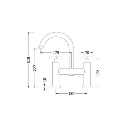 Hudson Reed Tec Crosshead Bath Filler Contemp Chrome Brass 319x230x50mm - JJ Building Materials