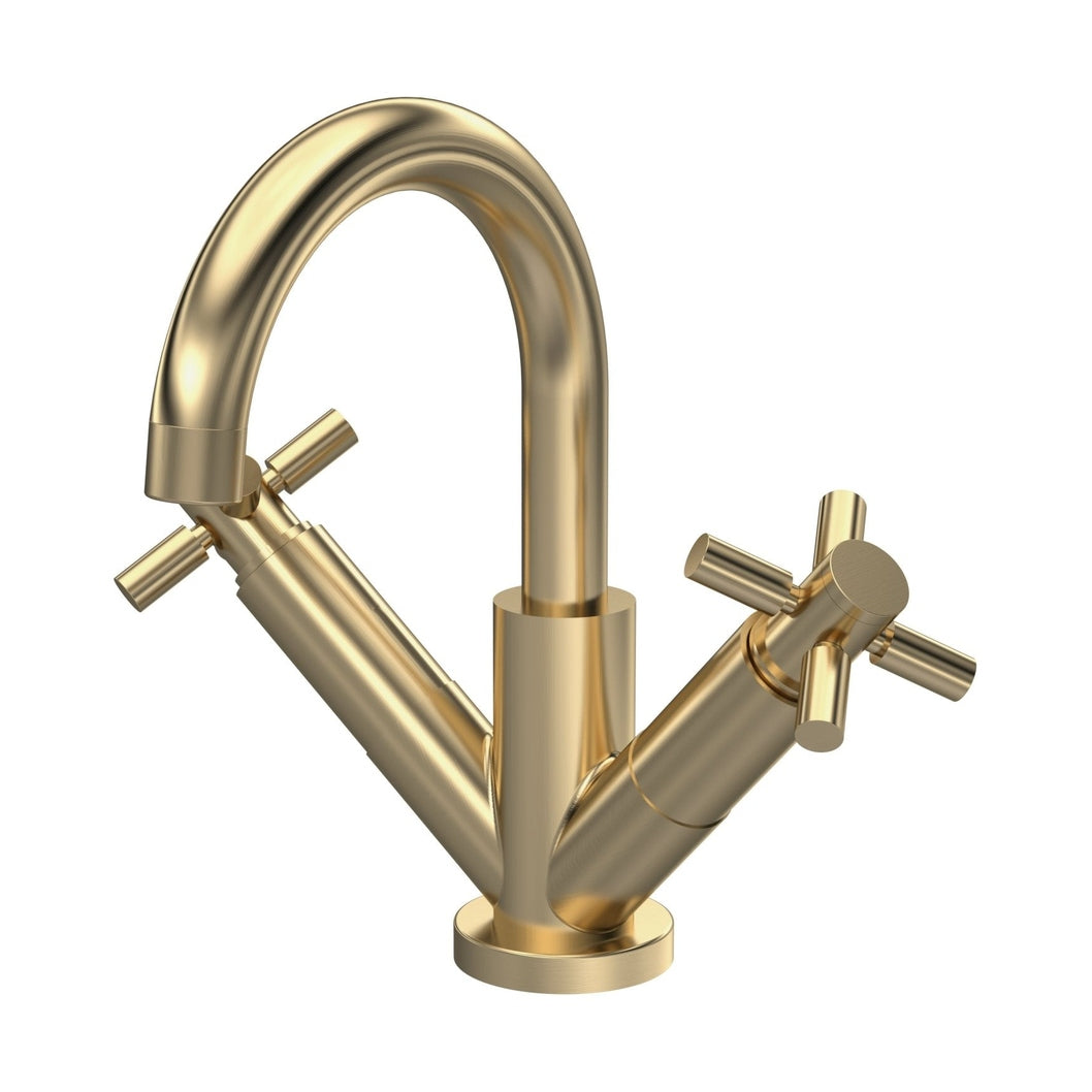 Hudson Reed Tec Crosshead Mono Basin Mixer Contemp Brushed Brass Brass 217x230x175mm - JJ Building Materials