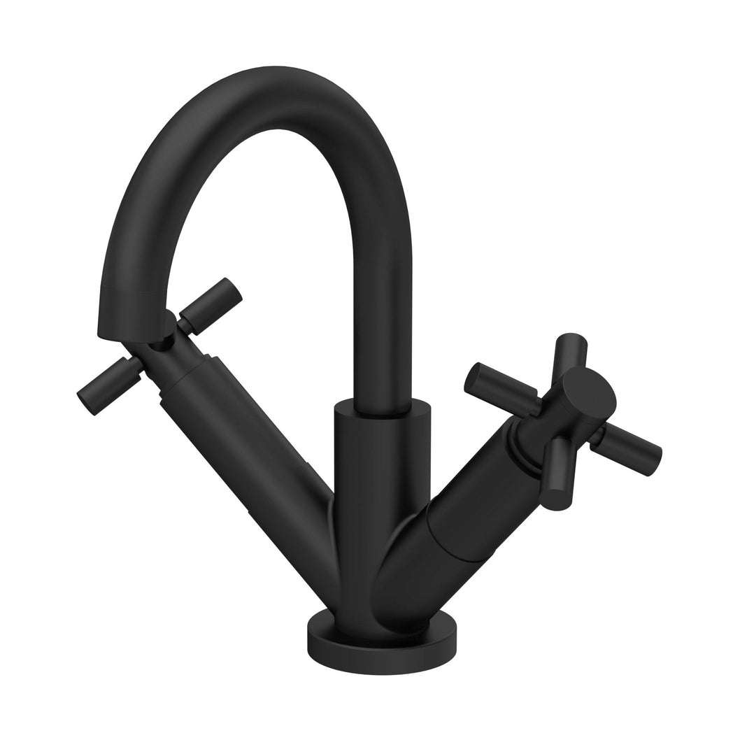 Hudson Reed Tec Crosshead Mono Basin Mixer Contemp Matt Black Brass 217x230x175mm - JJ Building Materials