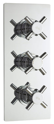 Hudson Reed Tec Crosshead Triple Thermostatic Shower Valve Contemp Chrome Brass Abs 280x80x136mm - JJ Building Materials