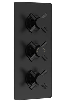 Hudson Reed Tec Crosshead Triple Thermostatic Shower Valve Contemp Matt Black Brass Abs 280x120x136mm - JJ Building Materials