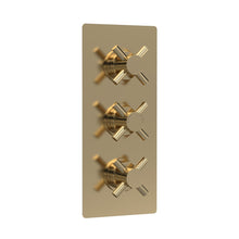 Hudson Reed Tec Crosshead Triple Thermostatic Shower Valve With Diverter Contemp Brushed Brass Brass Abs 280x120x136mm - JJ Building Materials