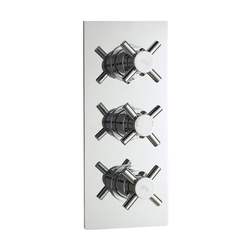 Hudson Reed Tec Crosshead Triple Thermostatic Shower Valve With Diverter Contemp Chrome Brass Abs 280x120x136mm - JJ Building Materials