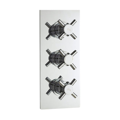 Hudson Reed Tec Crosshead Triple Thermostatic Shower Valve With Diverter Contemp Chrome Brass Abs 280x120x136mm - JJ Building Materials