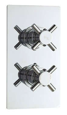 Hudson Reed Tec Crosshead Twin Thermostatic Shower Valve Contemp Chrome Brass Abs 215x120x138mm - JJ Building Materials