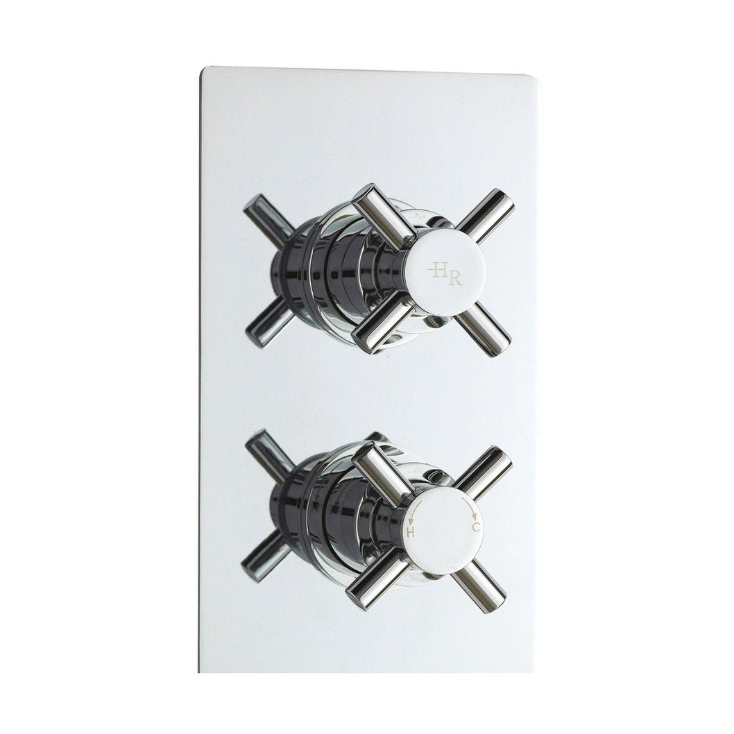 Hudson Reed Tec Crosshead Twin Thermostatic Shower Valve With Diverter Contemp Chrome Brass Abs 215x120x138mm - JJ Building Materials
