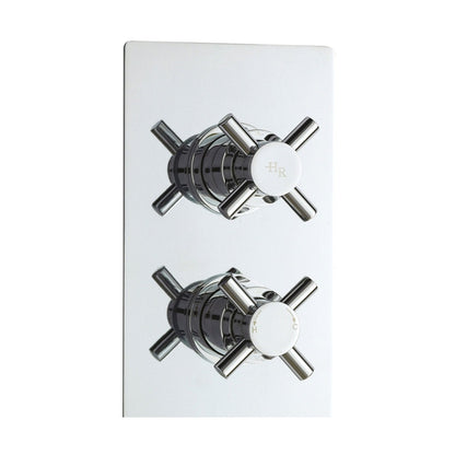 Hudson Reed Tec Crosshead Twin Thermostatic Shower Valve With Diverter Contemp Chrome Brass Abs 215x120x138mm - JJ Building Materials