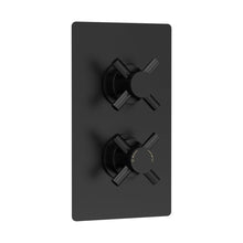 Hudson Reed Tec Crosshead Twin Thermostatic Shower Valve With Diverter Contemp Matt Black Brass Abs 215x120x138mm - JJ Building Materials