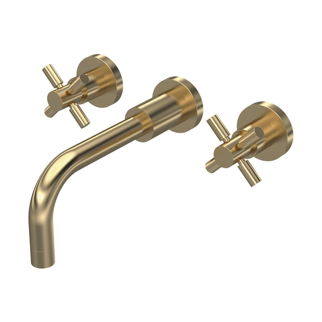 Hudson Reed Tec Crosshead Wall Mounted Basin Mixer Contemp Brushed Brass Brass 113x255x220mm - JJ Building Materials