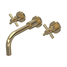 Hudson Reed Tec Crosshead Wall Mounted Basin Mixer Contemp Brushed Brass Brass 113x255x220mm - JJ Building Materials