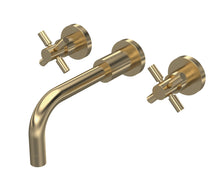 Hudson Reed Tec Crosshead Wall Mounted Basin Mixer Contemp Brushed Brass Brass 113x255x220mm - JJ Building Materials