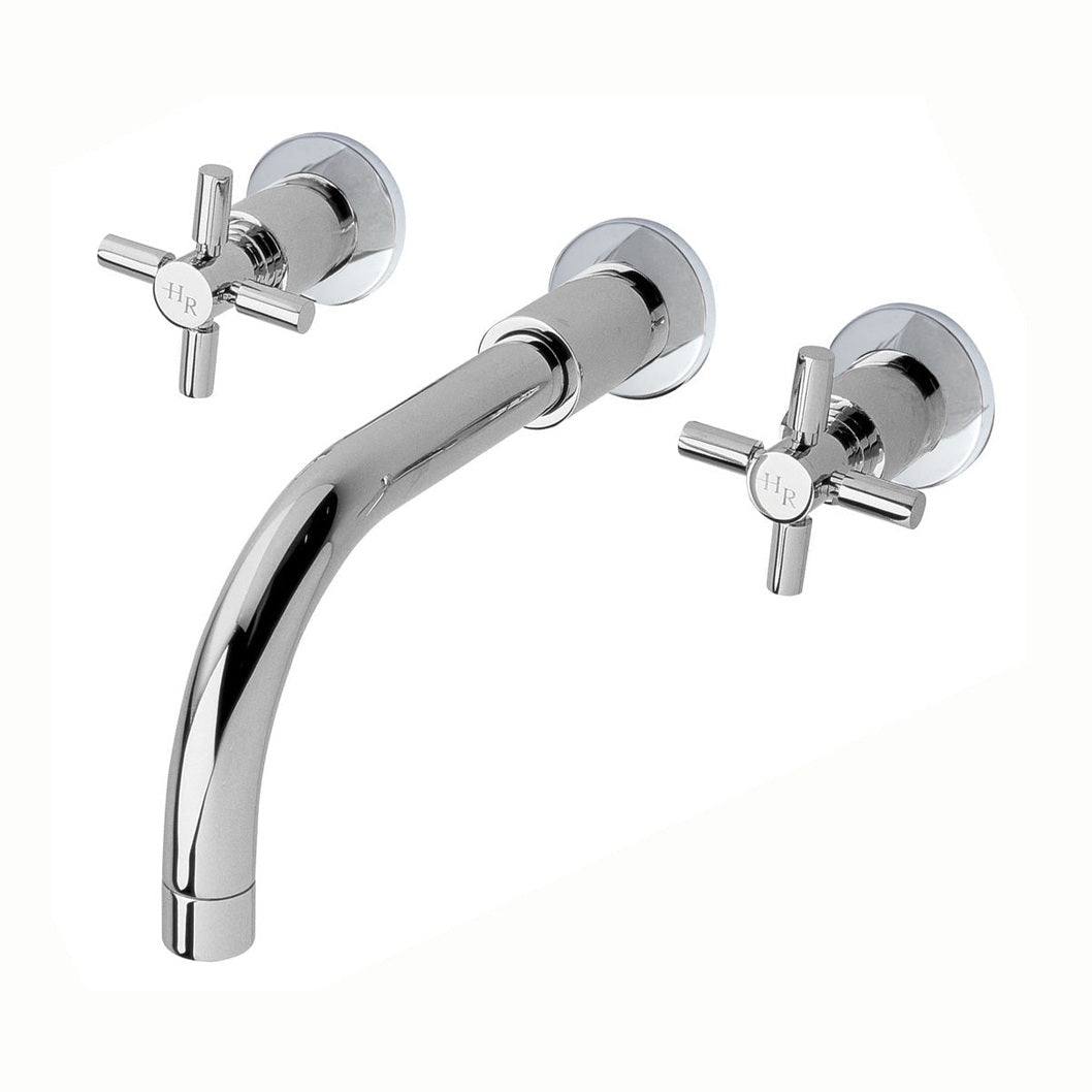 Hudson Reed Tec Crosshead Wall Mounted Basin Mixer Contemp Chrome Brass 113x255x220mm - JJ Building Materials