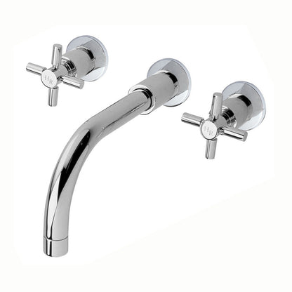 Hudson Reed Tec Crosshead Wall Mounted Basin Mixer Contemp Chrome Brass 113x255x220mm - JJ Building Materials