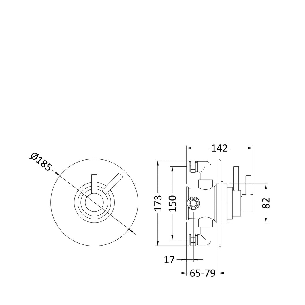 Hudson Reed Tec Dual Concealed Thermostatic Shower Valve Contemp Chrome Brass 185x185x142mm - JJ Building Materials