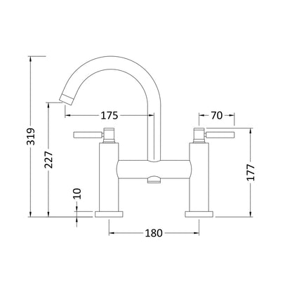 Hudson Reed Tec Lever Bath Filler Contemp Matt Black Brass 320x360x240mm - JJ Building Materials