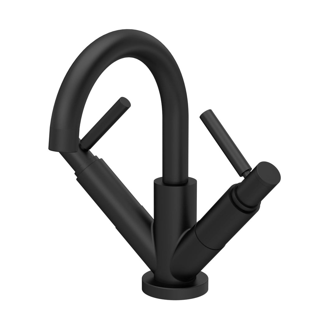 Hudson Reed Tec Lever Mono Basin Mixer Contemp Matt Black Brass 217x260x175mm - JJ Building Materials
