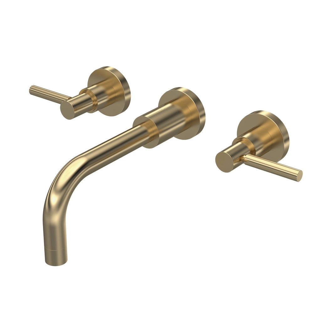 Hudson Reed Tec Lever Wall Mounted Basin Mixer Contemp Brushed Brass Brass 106x320x260mm - JJ Building Materials