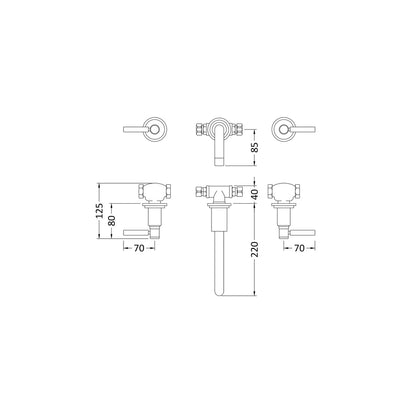 Hudson Reed Tec Lever Wall Mounted Basin Mixer Contemp Chrome Brass 106x320x260mm - JJ Building Materials