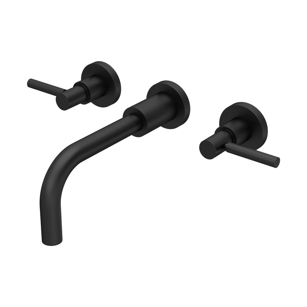 Hudson Reed Tec Lever Wall Mounted Basin Mixer Contemp Matt Black Brass 106x320x260mm - JJ Building Materials