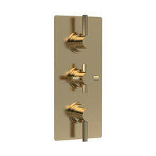 Hudson Reed Tec Pura Triple Thermostatic Shower Valve Contemp Brushed Brass Brass Abs 280x80x136mm - JJ Building Materials
