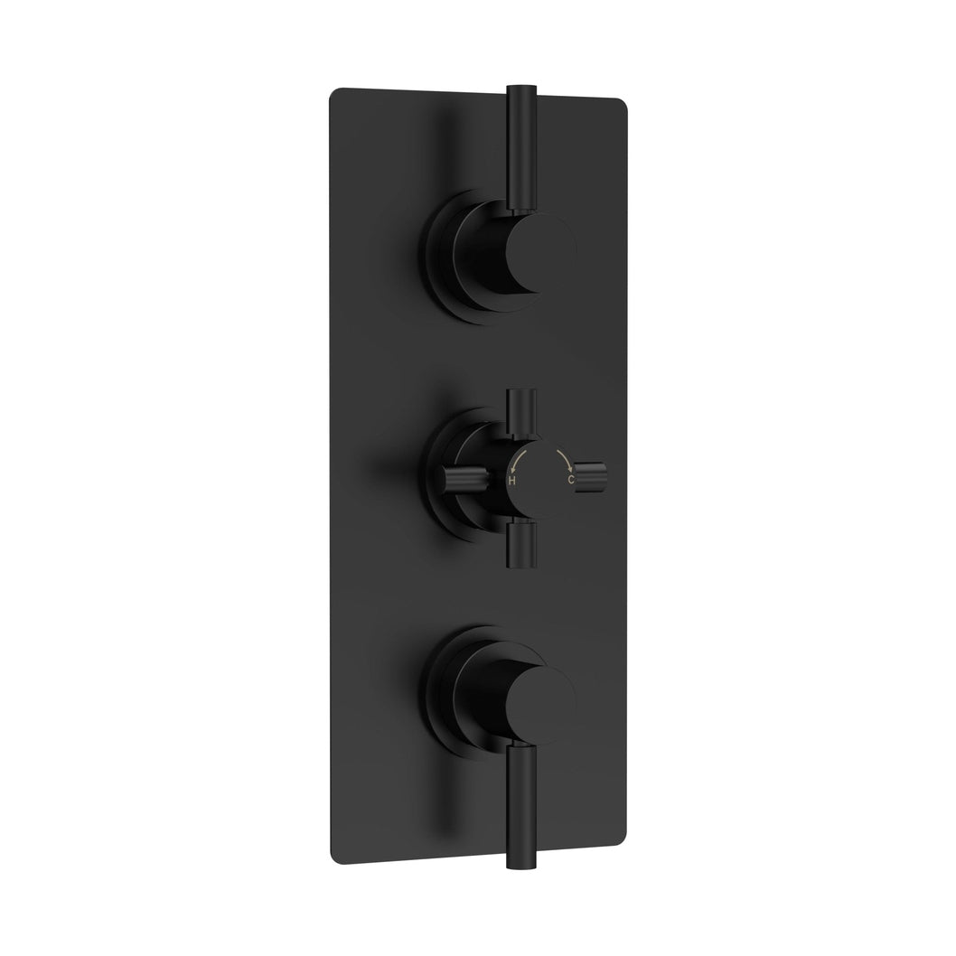 Hudson Reed Tec Pura Triple Thermostatic Shower Valve Contemp Matt Black Brass Abs 280x80x136mm - JJ Building Materials