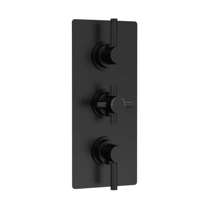 Hudson Reed Tec Pura Triple Thermostatic Shower Valve Contemp Matt Black Brass Abs 280x80x136mm - JJ Building Materials